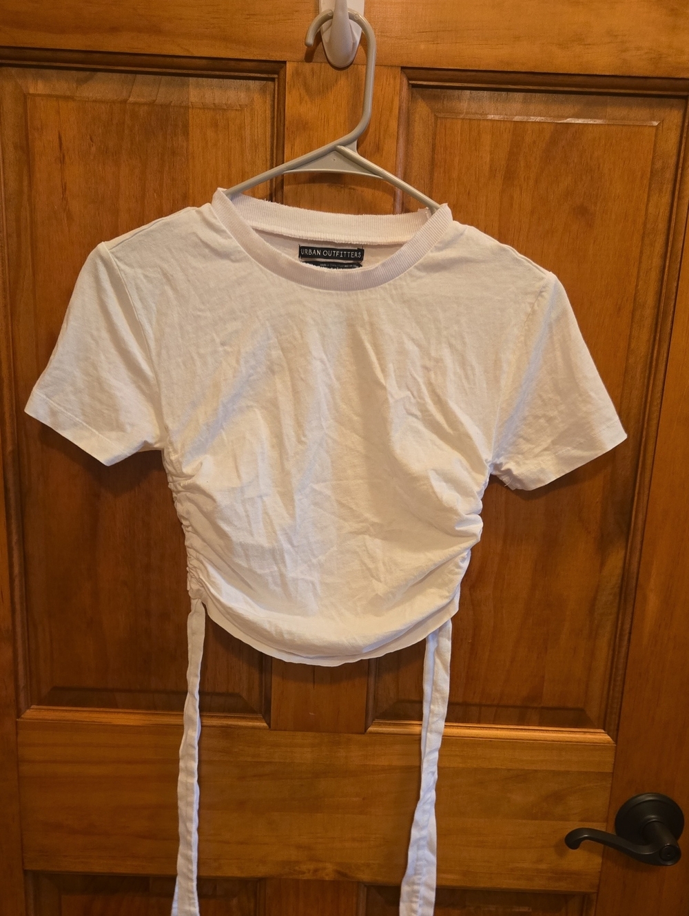 Urban Outfitters White Ruched Crop Tee